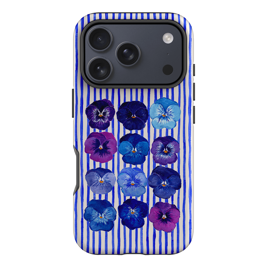 Striped Pansies Printed Phone Cases iPhone 17 Pro / Armoured by Kayla Henley - The Dairy