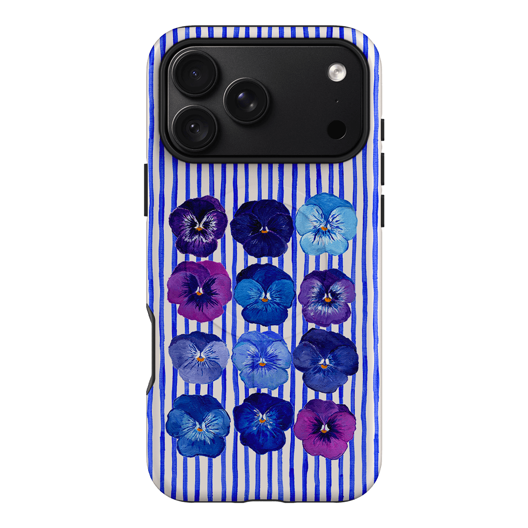Striped Pansies Printed Phone Cases iPhone 18 Pro Max / Armoured MagSafe by Kayla Henley - The Dairy