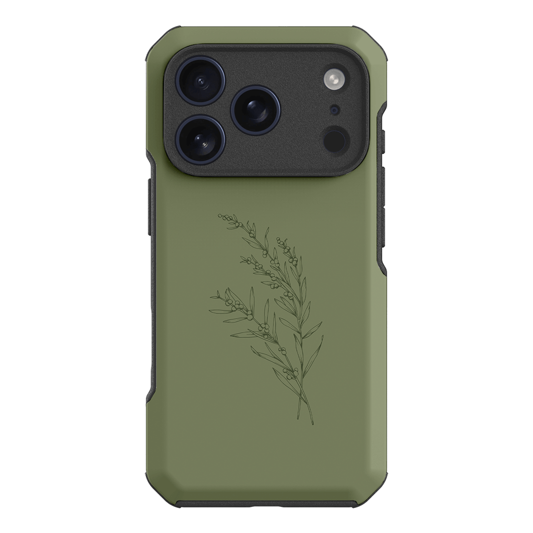 Khaki Wattle Printed Phone Cases iPhone 18 Pro / Toughie by Typoflora - The Dairy