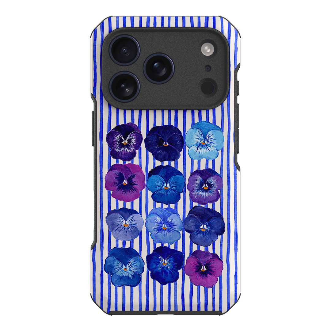 Striped Pansies Printed Phone Cases iPhone 18 Pro / Toughie by Kayla Henley - The Dairy