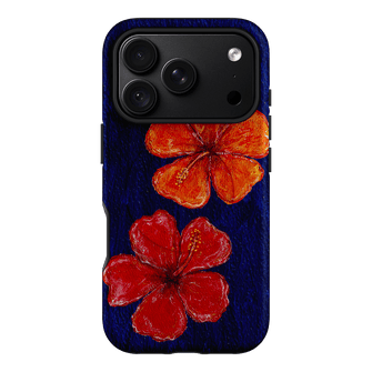 Hibiscus Flower Deep Blue Printed Phone Cases iPhone 18 Pro / Armoured MagSafe by BG. Studio - The Dairy
