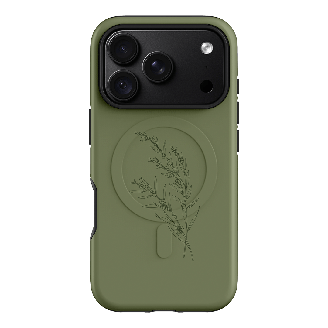 Khaki Wattle Printed Phone Cases iPhone 18 Pro / Armoured MagSafe by Typoflora - The Dairy