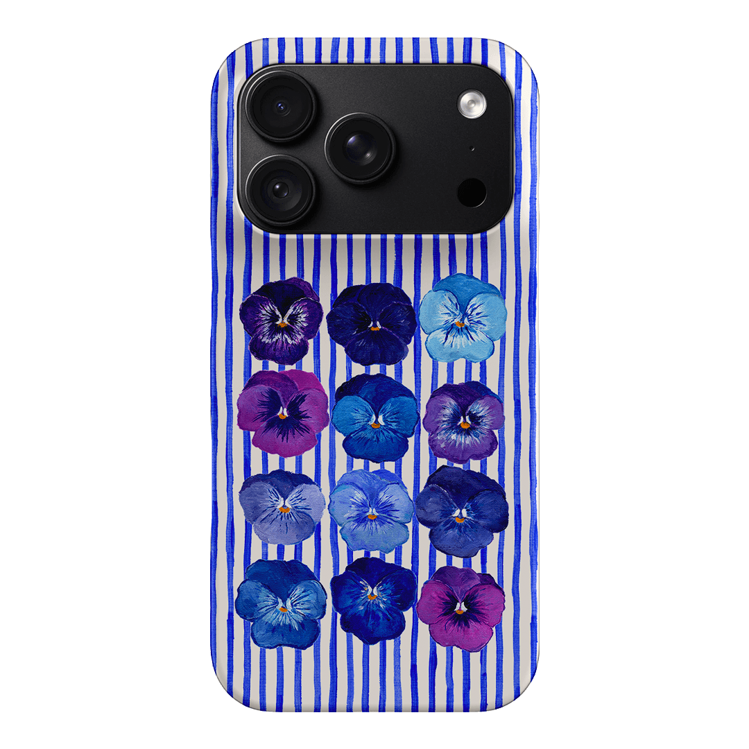 Striped Pansies Printed Phone Cases iPhone 18 Pro / Snap by Kayla Henley - The Dairy