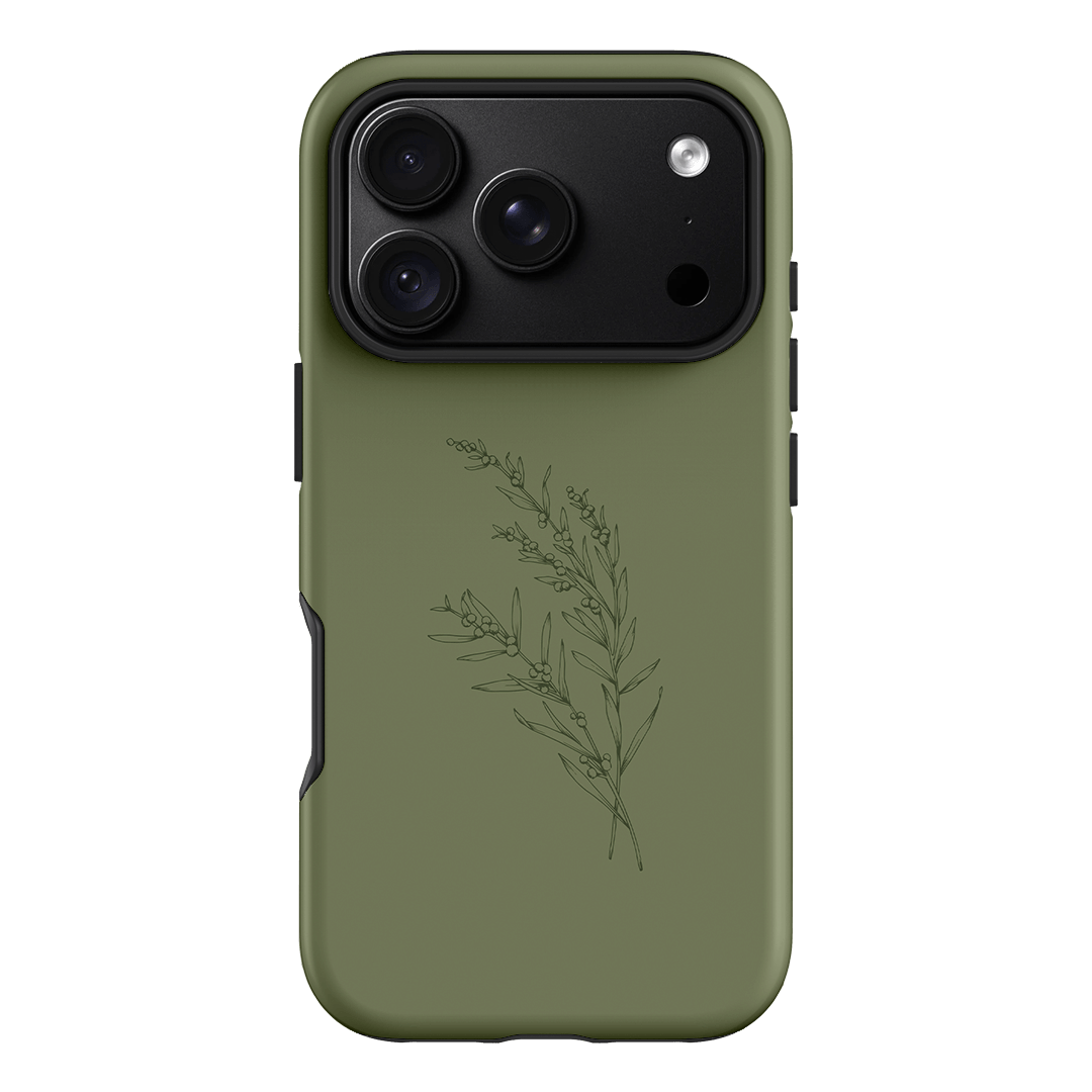 Khaki Wattle Printed Phone Cases iPhone 18 Pro / Armoured by Typoflora - The Dairy