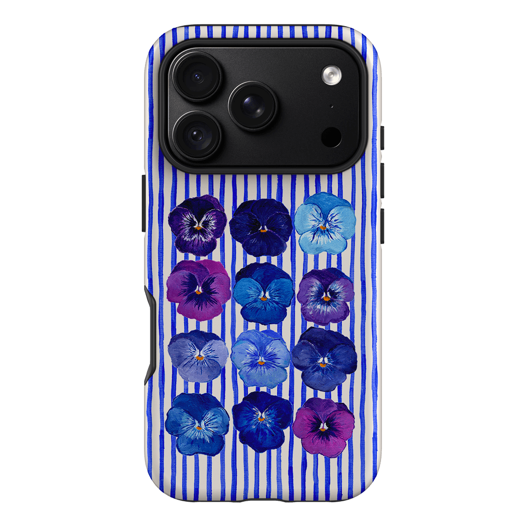Striped Pansies Printed Phone Cases iPhone 18 Pro / Armoured by Kayla Henley - The Dairy
