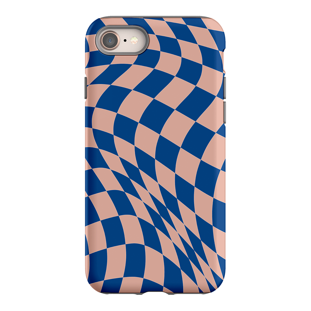 Wavy Check Cobalt on Blush Matte Case Matte Phone Cases iPhone 8 / Armoured by The Dairy - The Dairy