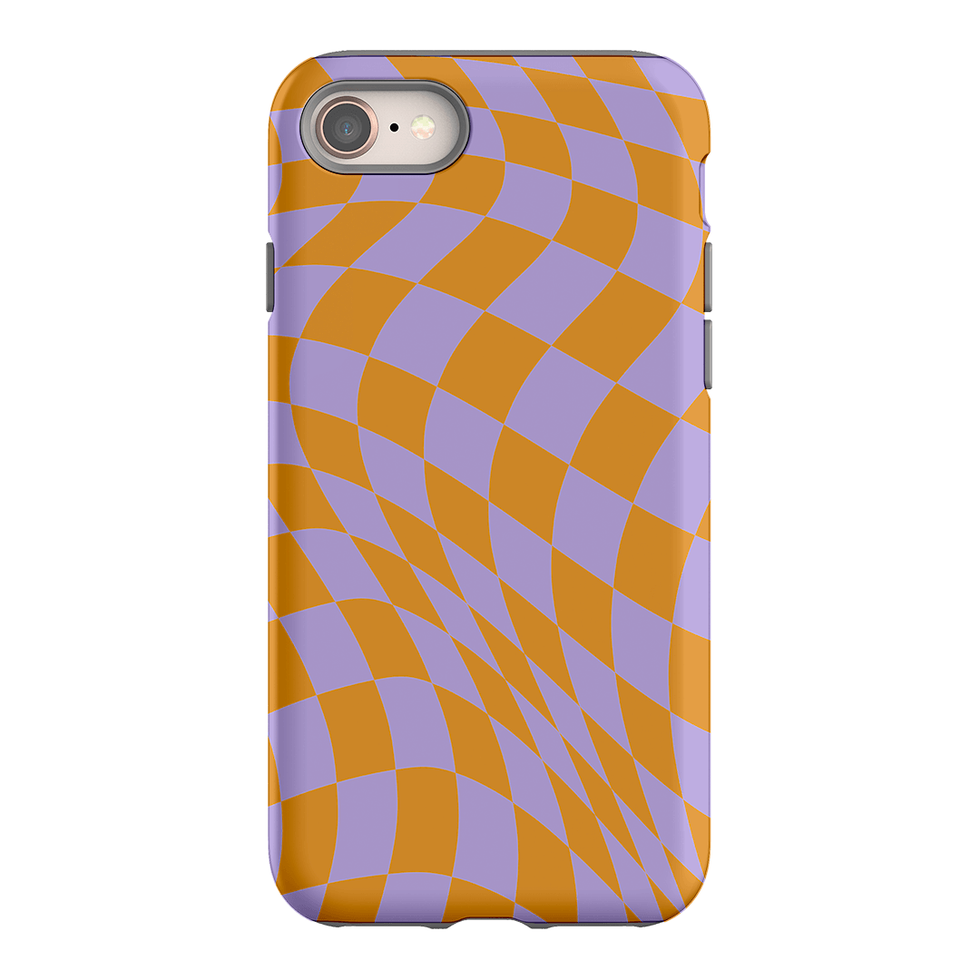 Wavy Check Orange on Lilac Matte Case Matte Phone Cases iPhone 8 / Armoured by The Dairy - The Dairy