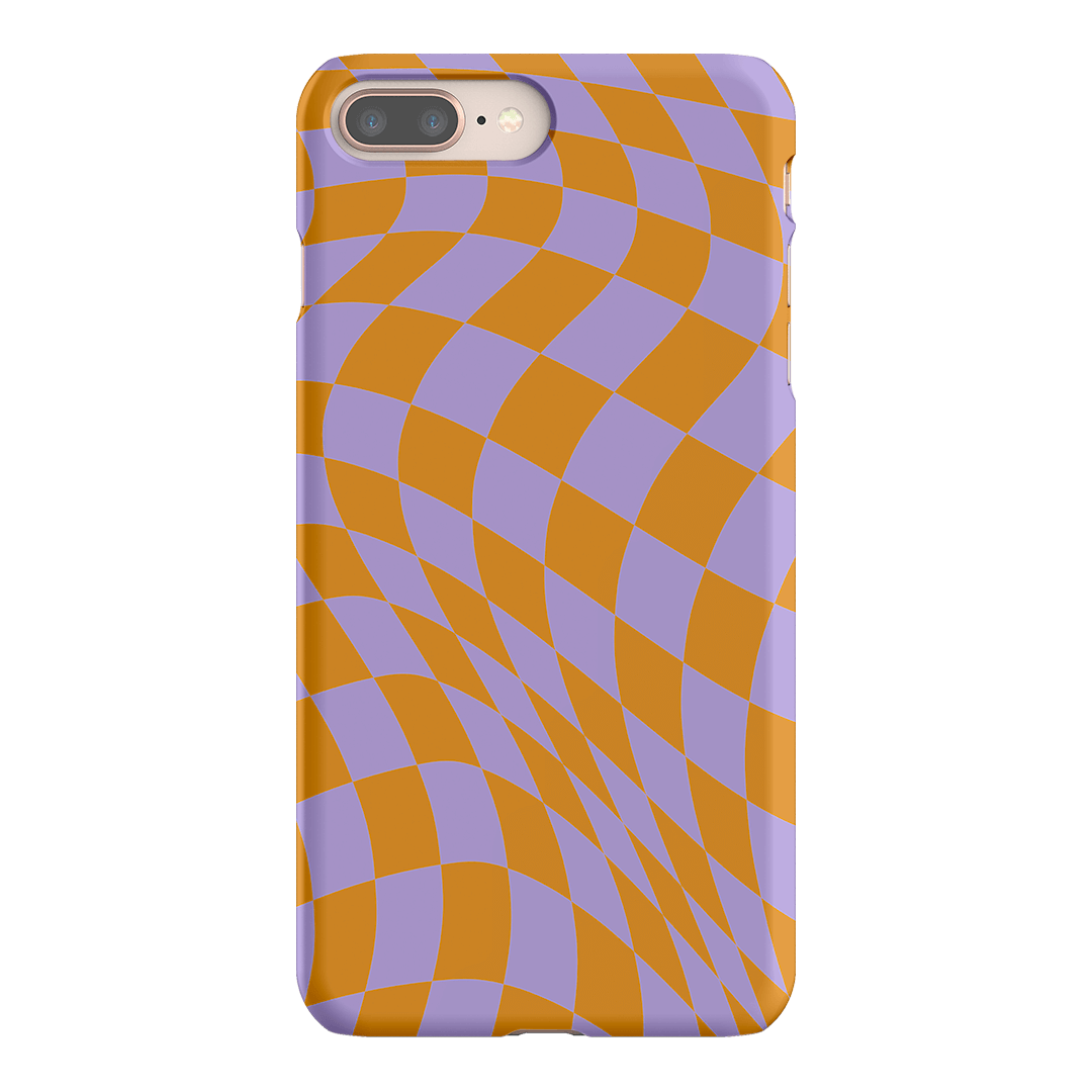 Wavy Check Orange on Lilac Matte Case Matte Phone Cases iPhone 8 Plus / Snap by The Dairy - The Dairy