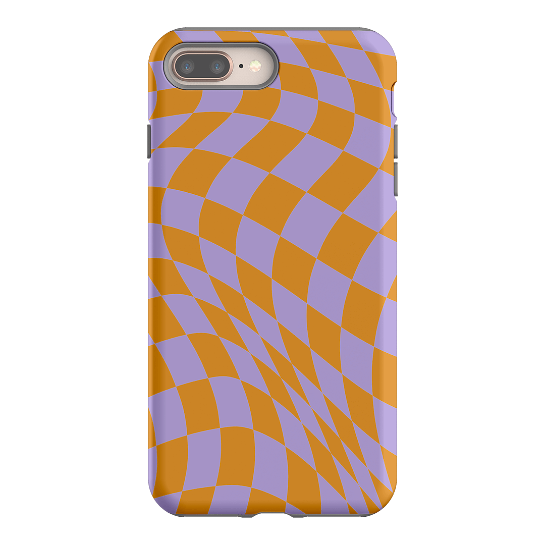 Wavy Check Orange on Lilac Matte Case Matte Phone Cases iPhone 8 Plus / Armoured by The Dairy - The Dairy