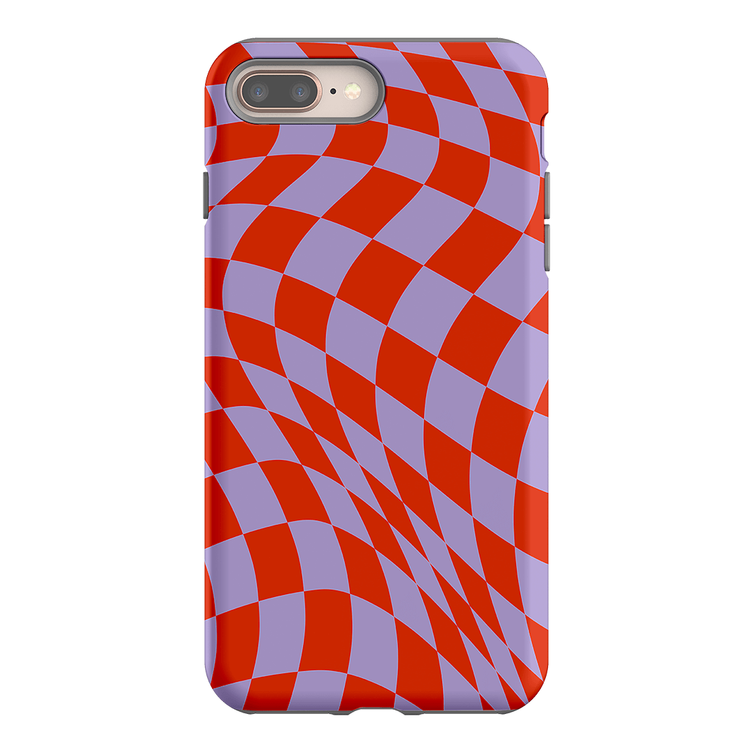 Wavy Check Scarlet on Lilac Matte Case Matte Phone Cases iPhone 8 Plus / Armoured by The Dairy - The Dairy