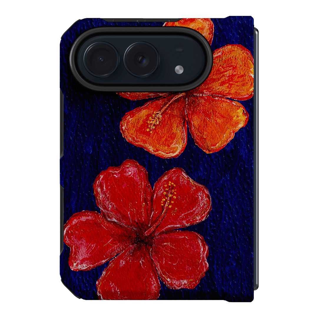 Hibiscus Flower Deep Blue Printed Phone Cases iPhone Duo / Armoured MagSafe by BG. Studio - The Dairy