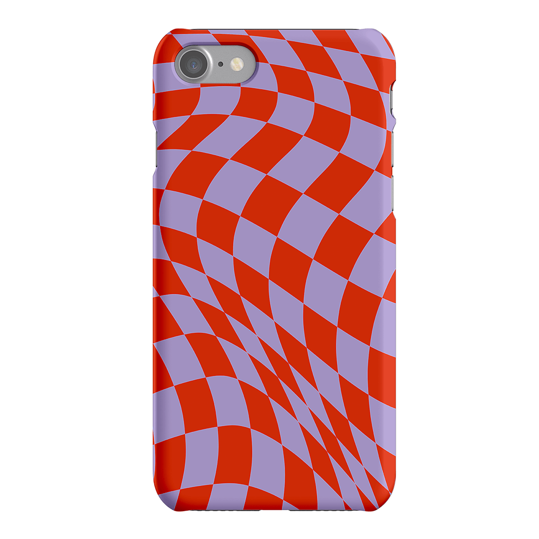 Wavy Check Scarlet on Lilac Matte Case Matte Phone Cases iPhone SE / Snap by The Dairy - The Dairy