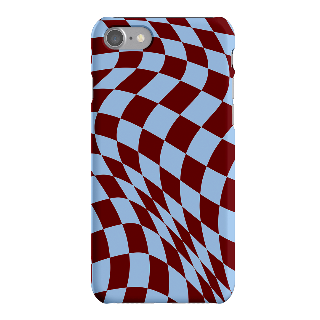 Wavy Check Sky on Maroon Matte Case Matte Phone Cases iPhone SE / Snap by The Dairy - The Dairy
