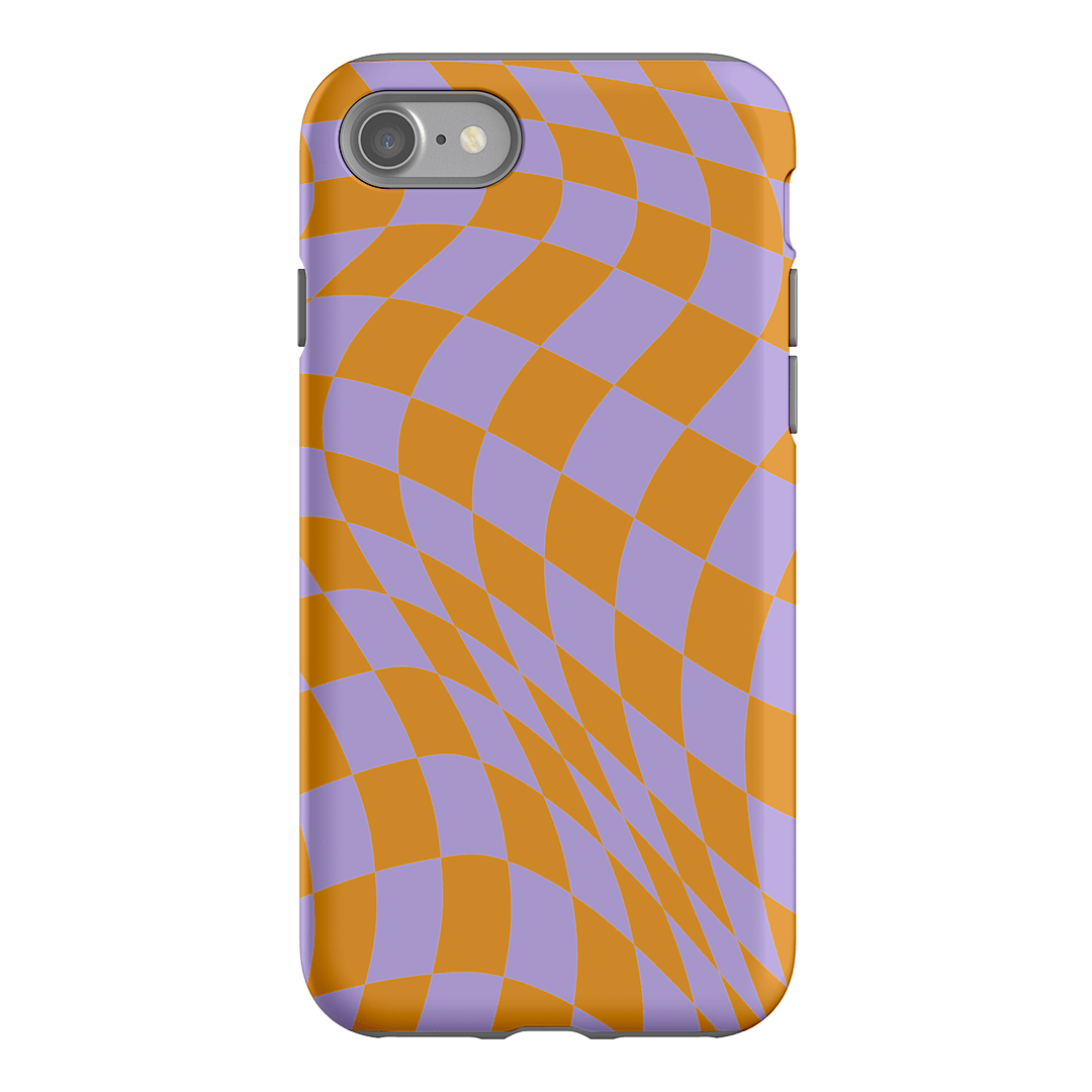 Wavy Check Orange on Lilac Matte Case Matte Phone Cases iPhone SE / Armoured by The Dairy - The Dairy