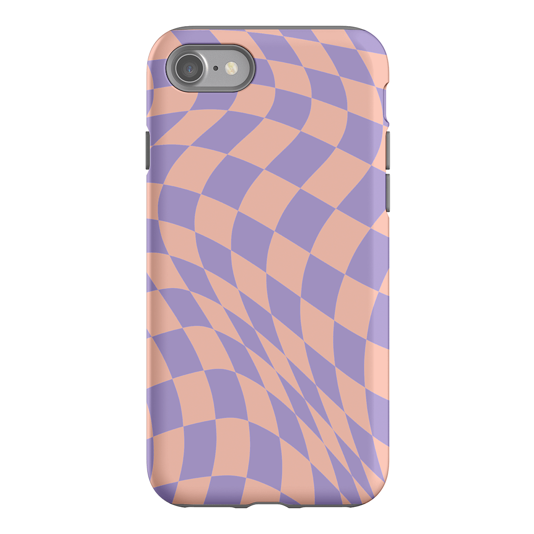 Wavy Check Lilac on Blush Matte Case Matte Phone Cases iPhone SE / Armoured by The Dairy - The Dairy
