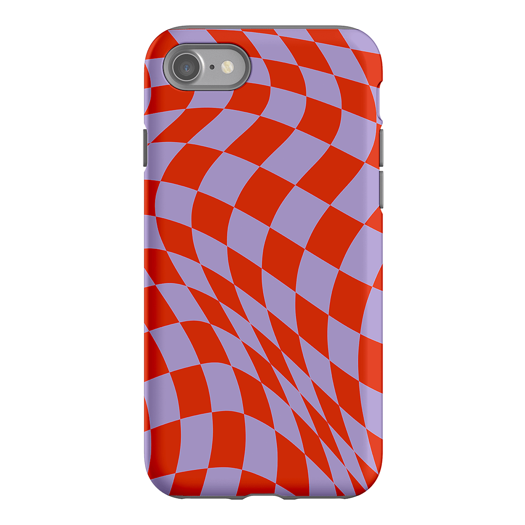Wavy Check Scarlet on Lilac Matte Case Matte Phone Cases iPhone SE / Armoured by The Dairy - The Dairy