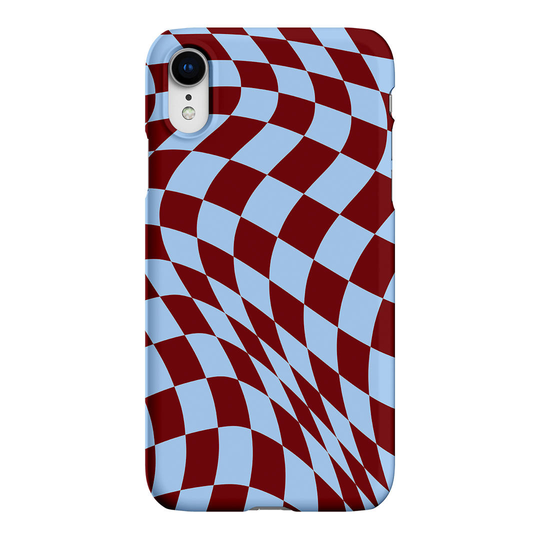 Wavy Check Sky on Maroon Matte Case Matte Phone Cases iPhone XR / Snap by The Dairy - The Dairy
