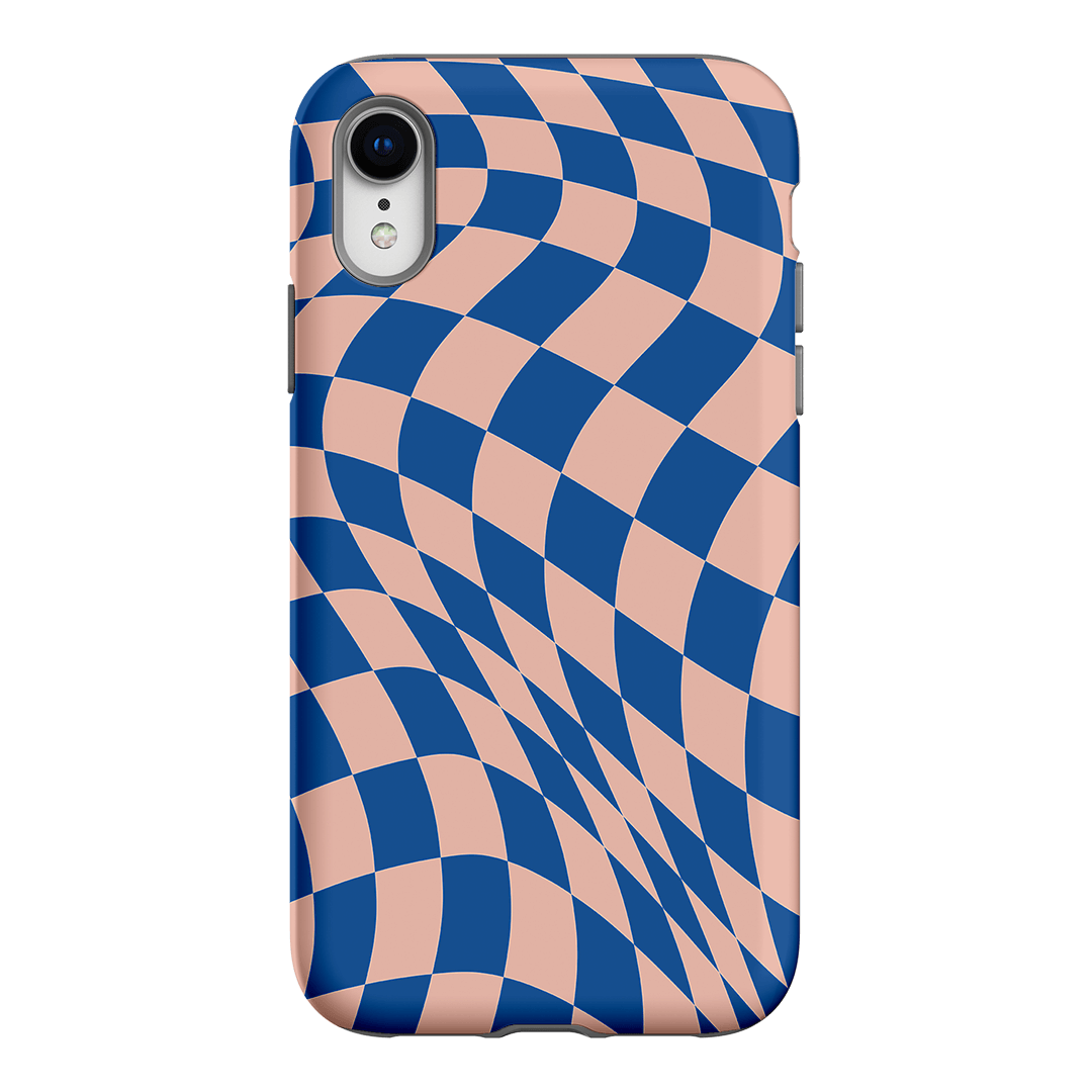 Wavy Check Cobalt on Blush Matte Case Matte Phone Cases iPhone XR / Armoured by The Dairy - The Dairy