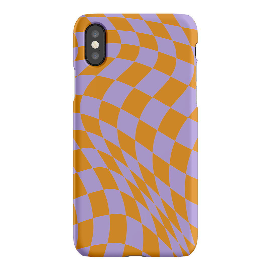 Wavy Check Orange on Lilac Matte Case Matte Phone Cases iPhone XS / Snap by The Dairy - The Dairy