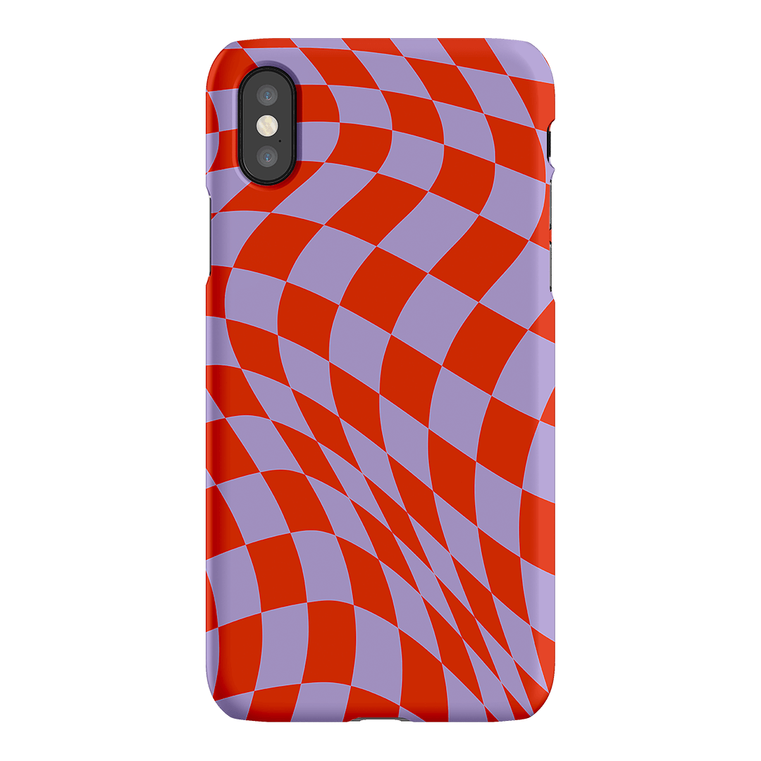 Wavy Check Scarlet on Lilac Matte Case Matte Phone Cases iPhone XS / Snap by The Dairy - The Dairy