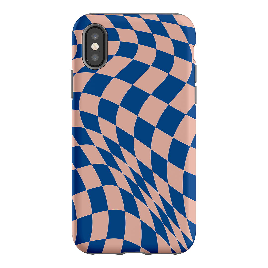 Wavy Check Cobalt on Blush Matte Case Matte Phone Cases iPhone XS / Armoured by The Dairy - The Dairy