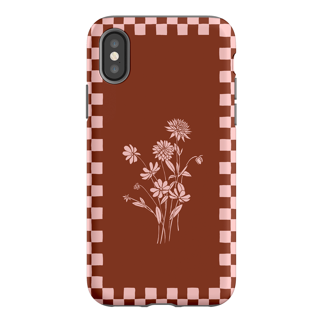 Dahlia Check Printed Phone Cases iPhone XS / Armoured by Typoflora - The Dairy