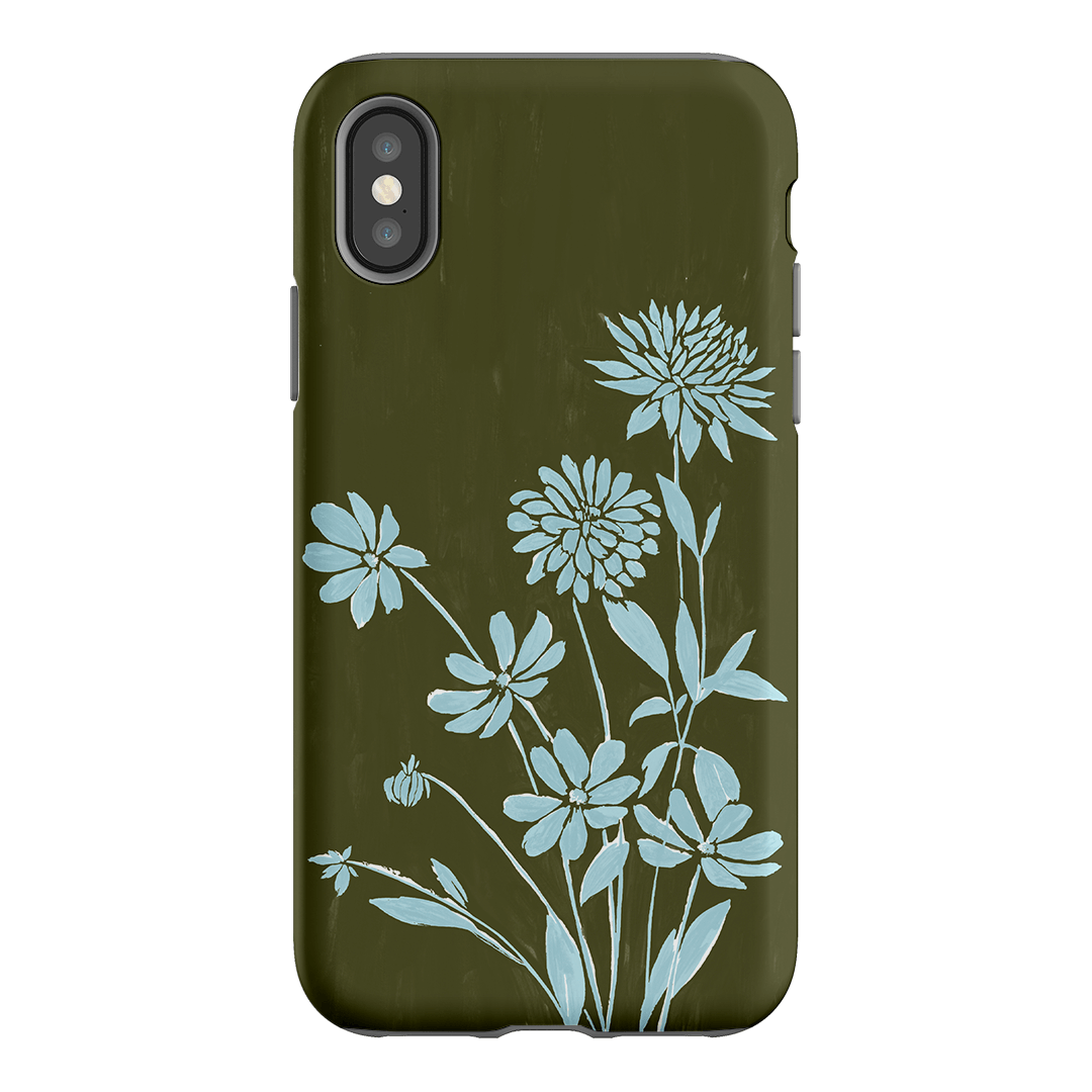 Dahlia Khaki Printed Phone Cases iPhone XS / Armoured by Typoflora - The Dairy