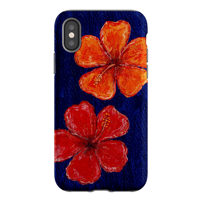 Hibiscus Flower Deep Blue Printed Phone Cases iPhone XS / Armoured by BG. Studio - The Dairy