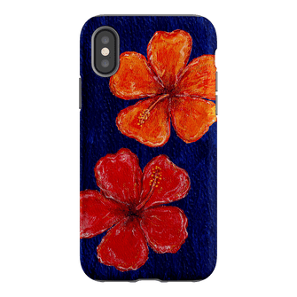 Hibiscus Flower Deep Blue Printed Phone Cases iPhone XS / Armoured by BG. Studio - The Dairy