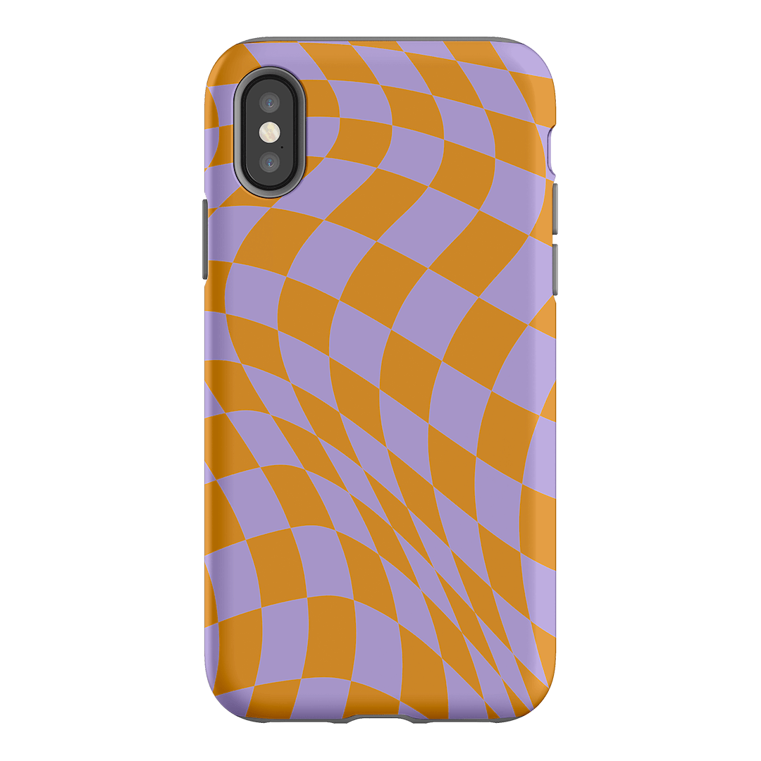 Wavy Check Orange on Lilac Matte Case Matte Phone Cases iPhone XS / Armoured by The Dairy - The Dairy