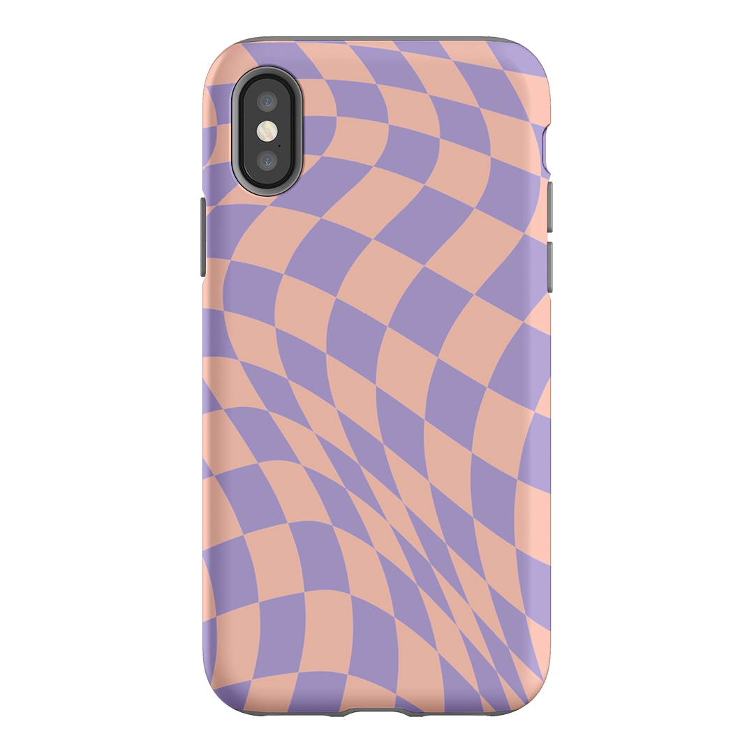 Wavy Check Lilac on Blush Matte Case Matte Phone Cases iPhone XS / Armoured by The Dairy - The Dairy