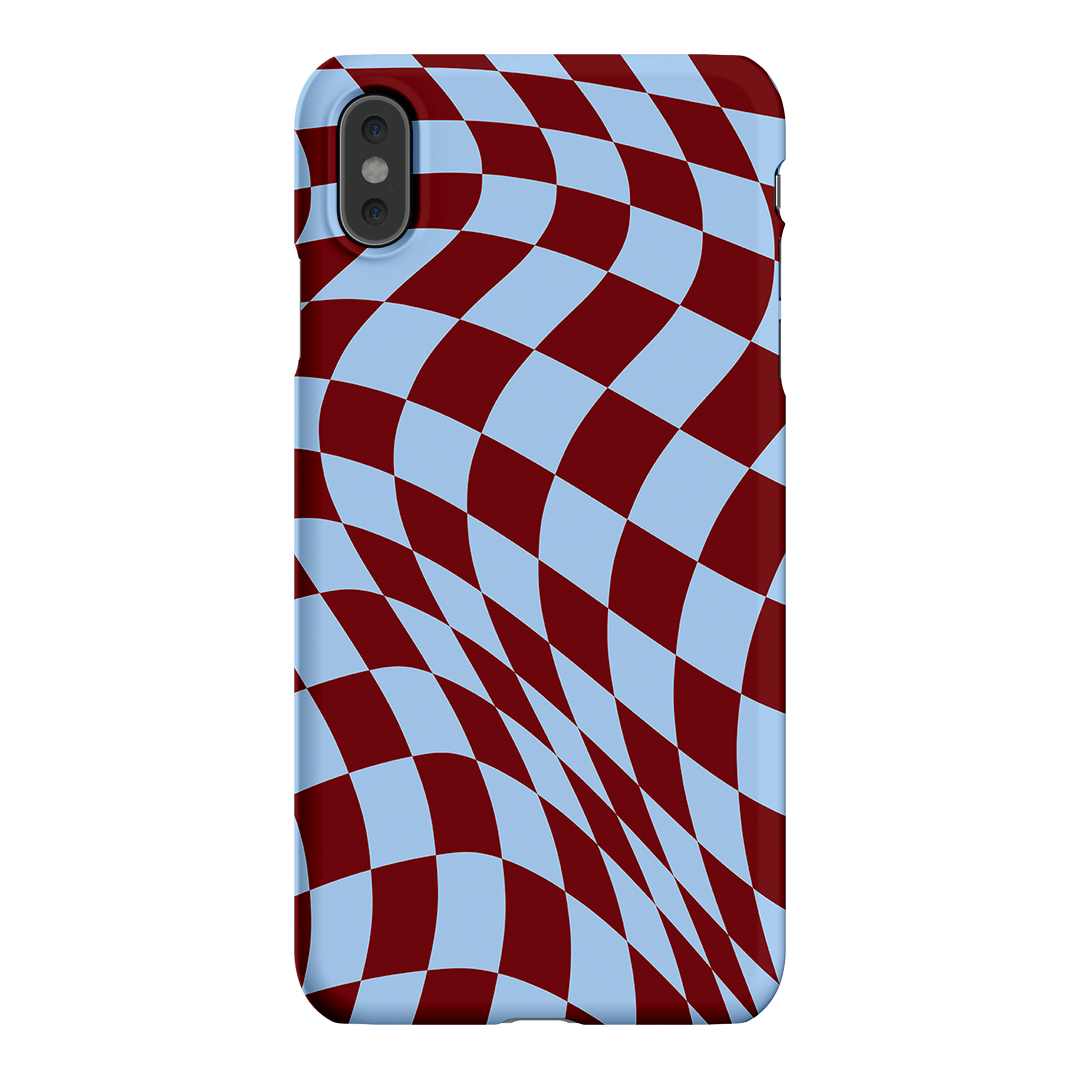 Wavy Check Sky on Maroon Matte Case Matte Phone Cases iPhone XS Max / Snap by The Dairy - The Dairy