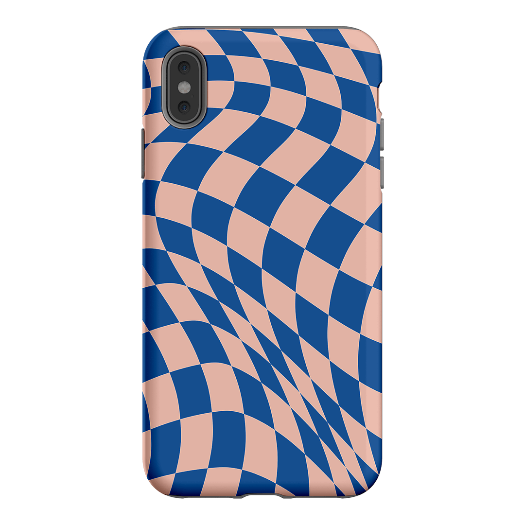 Wavy Check Cobalt on Blush Matte Case Matte Phone Cases iPhone XS Max / Armoured by The Dairy - The Dairy