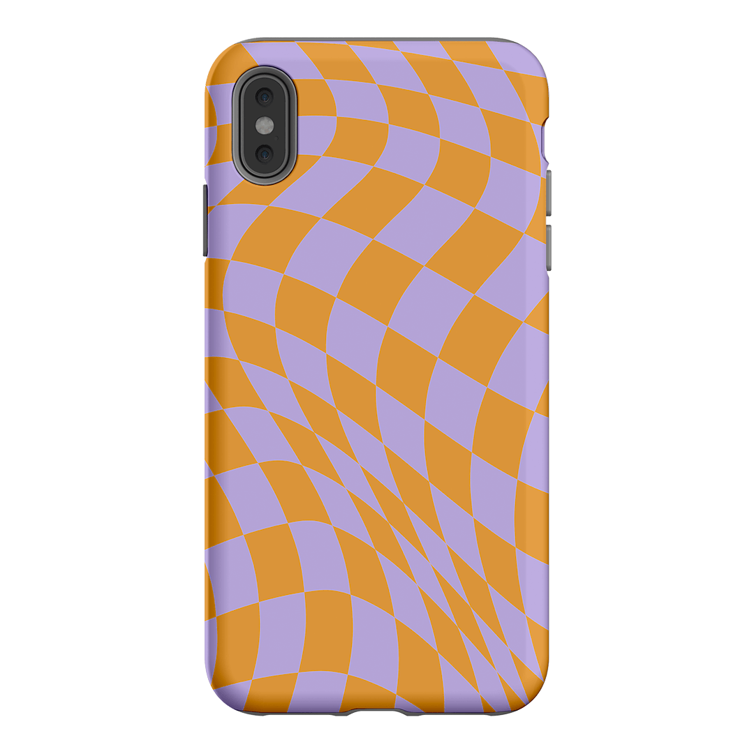 Wavy Check Orange on Lilac Matte Case Matte Phone Cases iPhone XS Max / Armoured by The Dairy - The Dairy