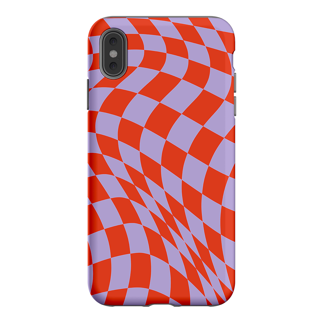 Wavy Check Scarlet on Lilac Matte Case Matte Phone Cases iPhone XS Max / Armoured by The Dairy - The Dairy