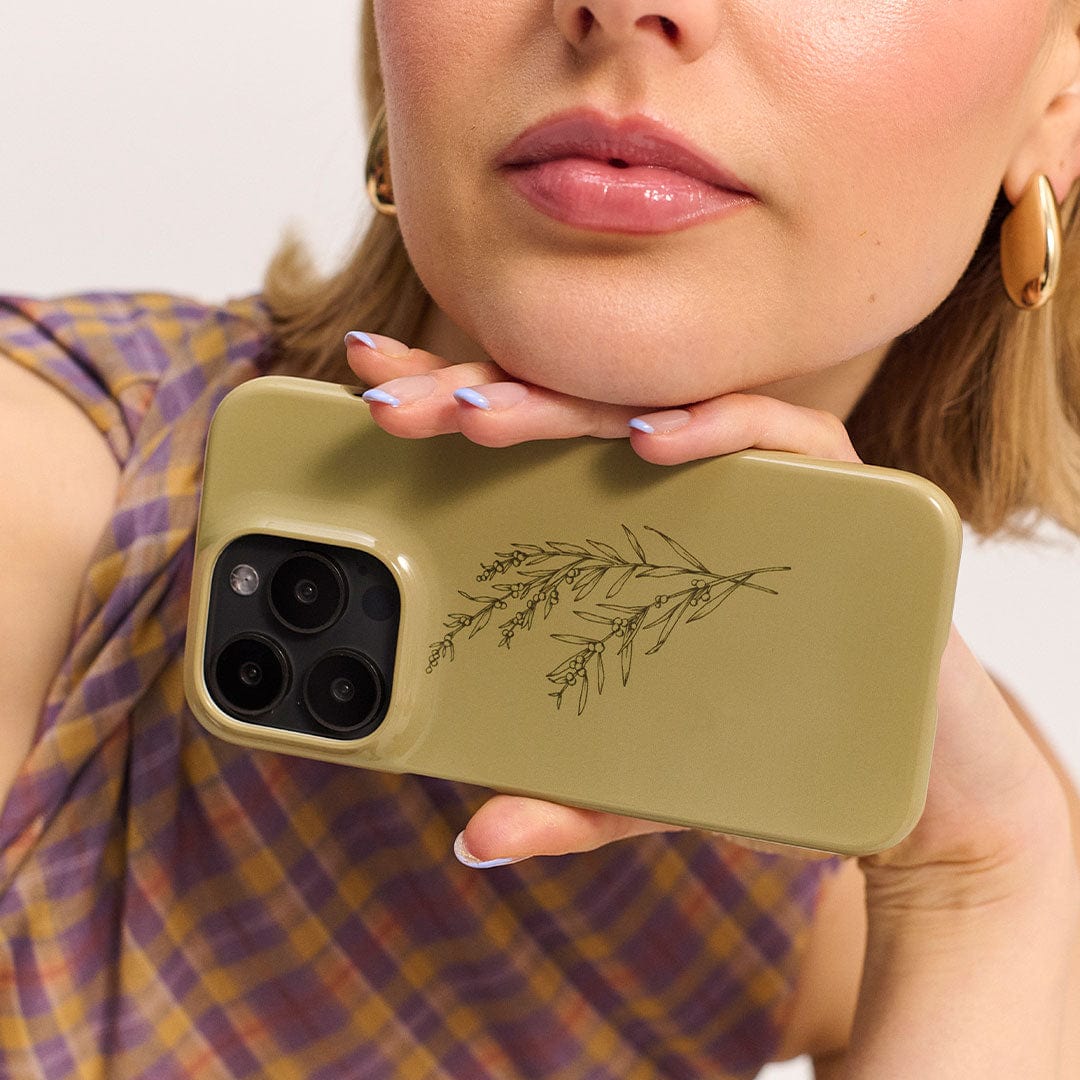Khaki Wattle Printed Phone Cases by Typoflora - The Dairy