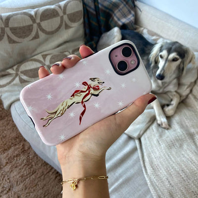 Pink Bow Hound Printed Phone Cases iPhone 17 / Armoured by Lisa Hu - The Dairy