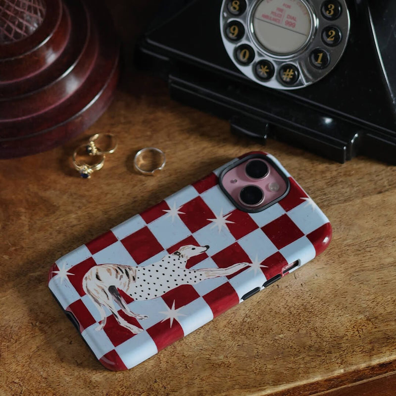 Check Greyhound Blue Printed Phone Cases by Lisa Hu - The Dairy