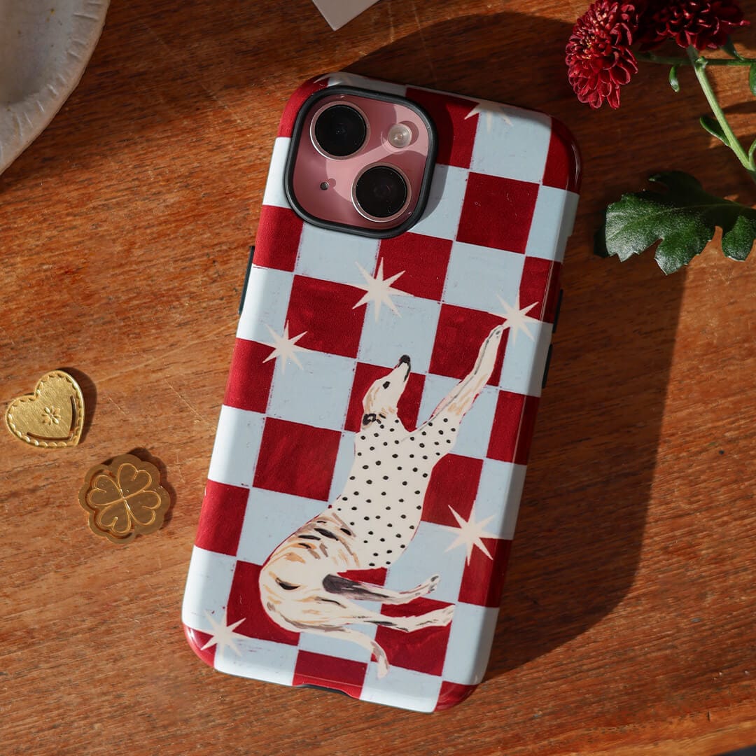 Check Greyhound Blue Printed Phone Cases by Lisa Hu - The Dairy