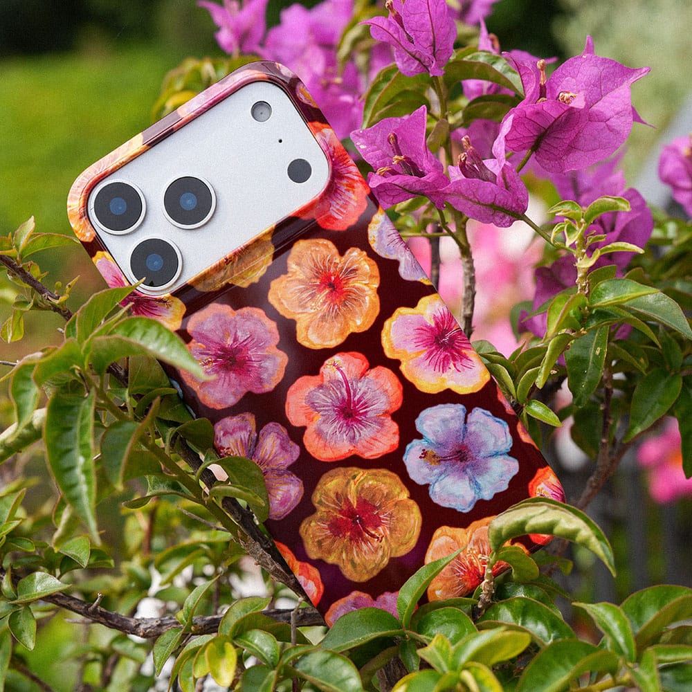 Hibiscus Holiday Rouge Printed Phone Cases by BG. Studio - The Dairy