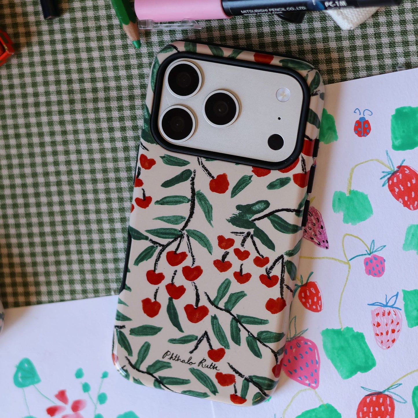 Cherry Love Printed Phone Cases by Phthalo Ruth - The Dairy