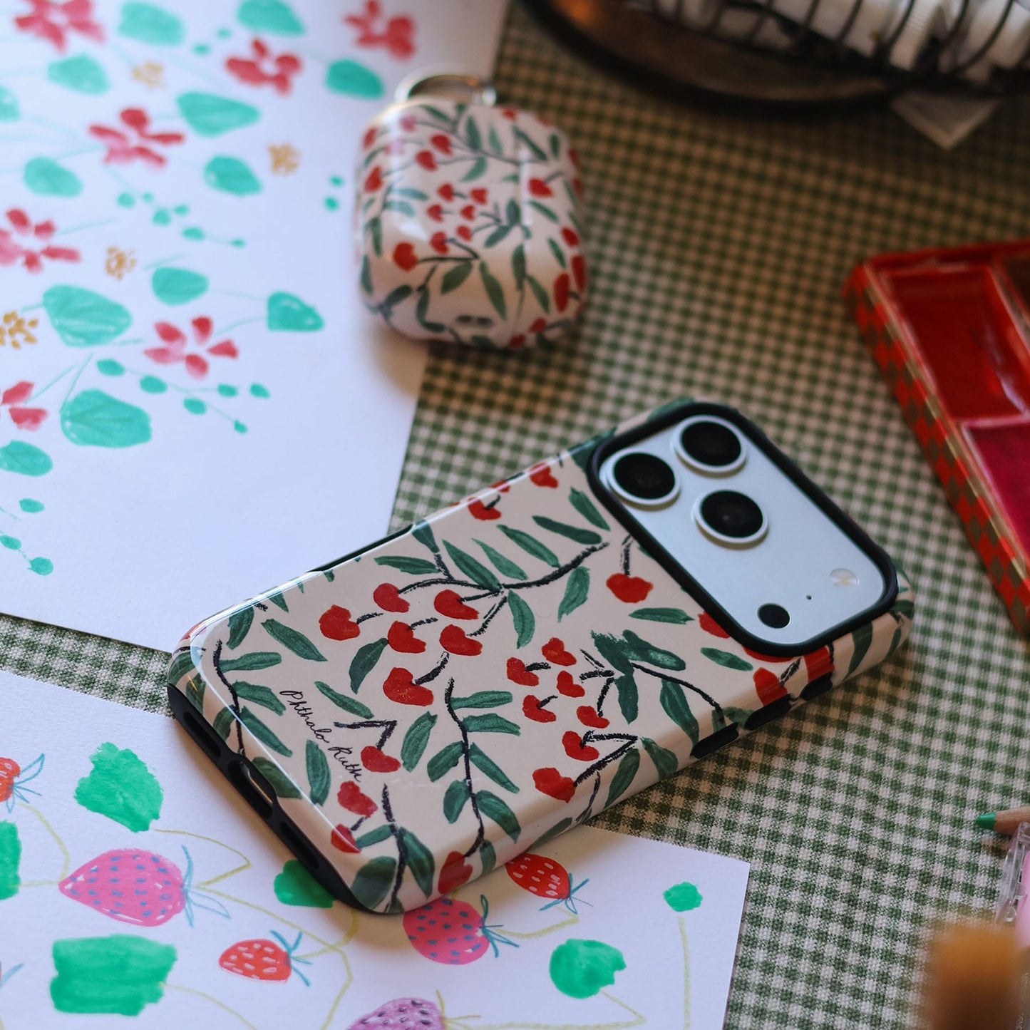 Cherry Love Printed Phone Cases by Phthalo Ruth - The Dairy