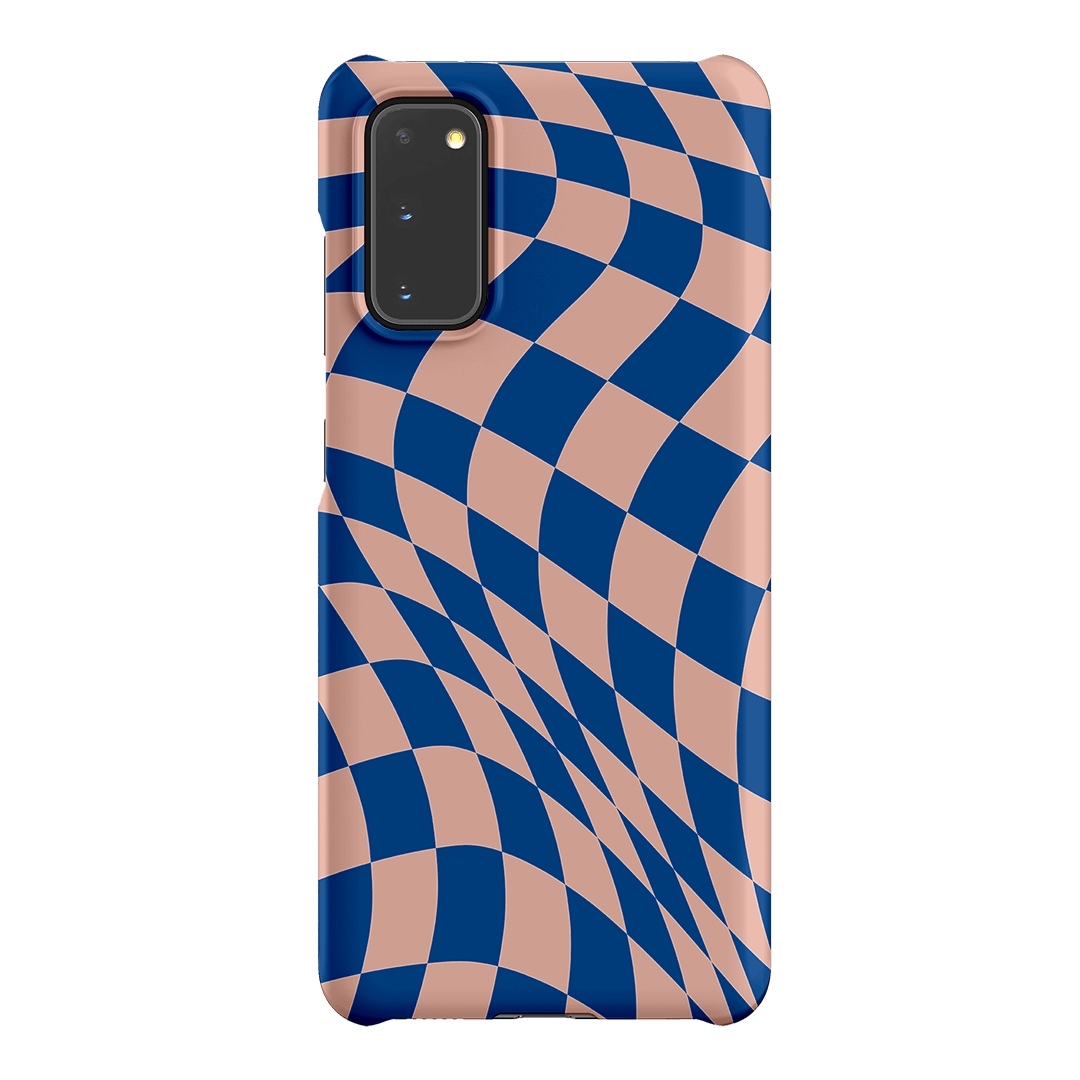 Wavy Check Cobalt on Blush Matte Case Matte Phone Cases Samsung Galaxy S20 / Snap by The Dairy - The Dairy