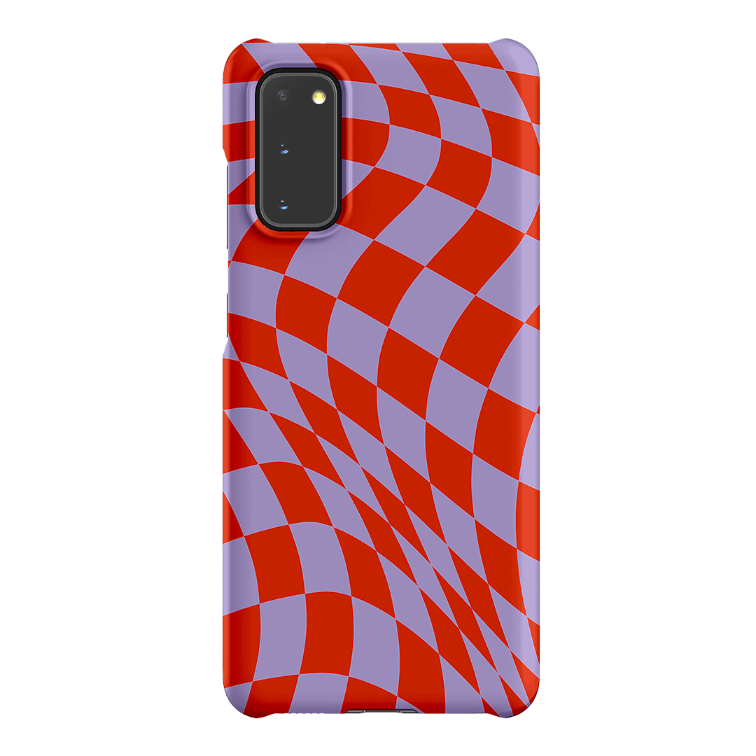 Wavy Check Scarlet on Lilac Matte Case Matte Phone Cases Samsung Galaxy S20 / Snap by The Dairy - The Dairy