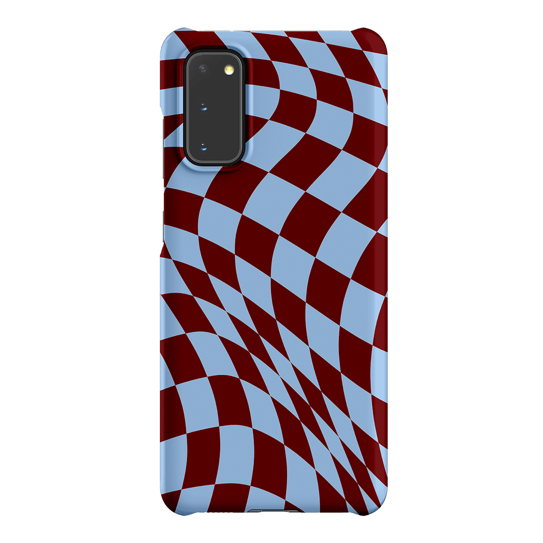 Wavy Check Sky on Maroon Matte Case Matte Phone Cases Samsung Galaxy S20 / Snap by The Dairy - The Dairy