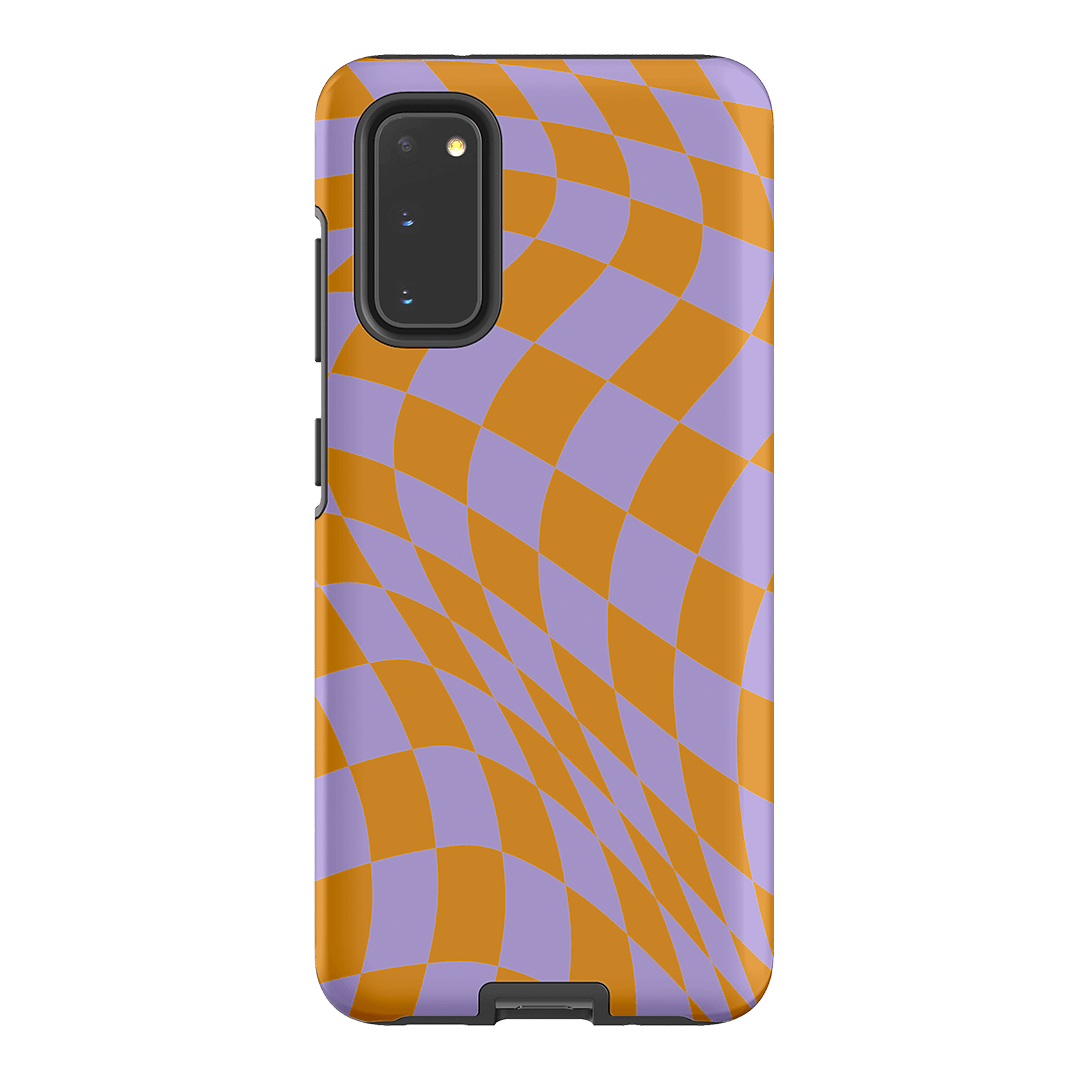 Wavy Check Orange on Lilac Matte Case Matte Phone Cases Samsung Galaxy S20 / Armoured by The Dairy - The Dairy