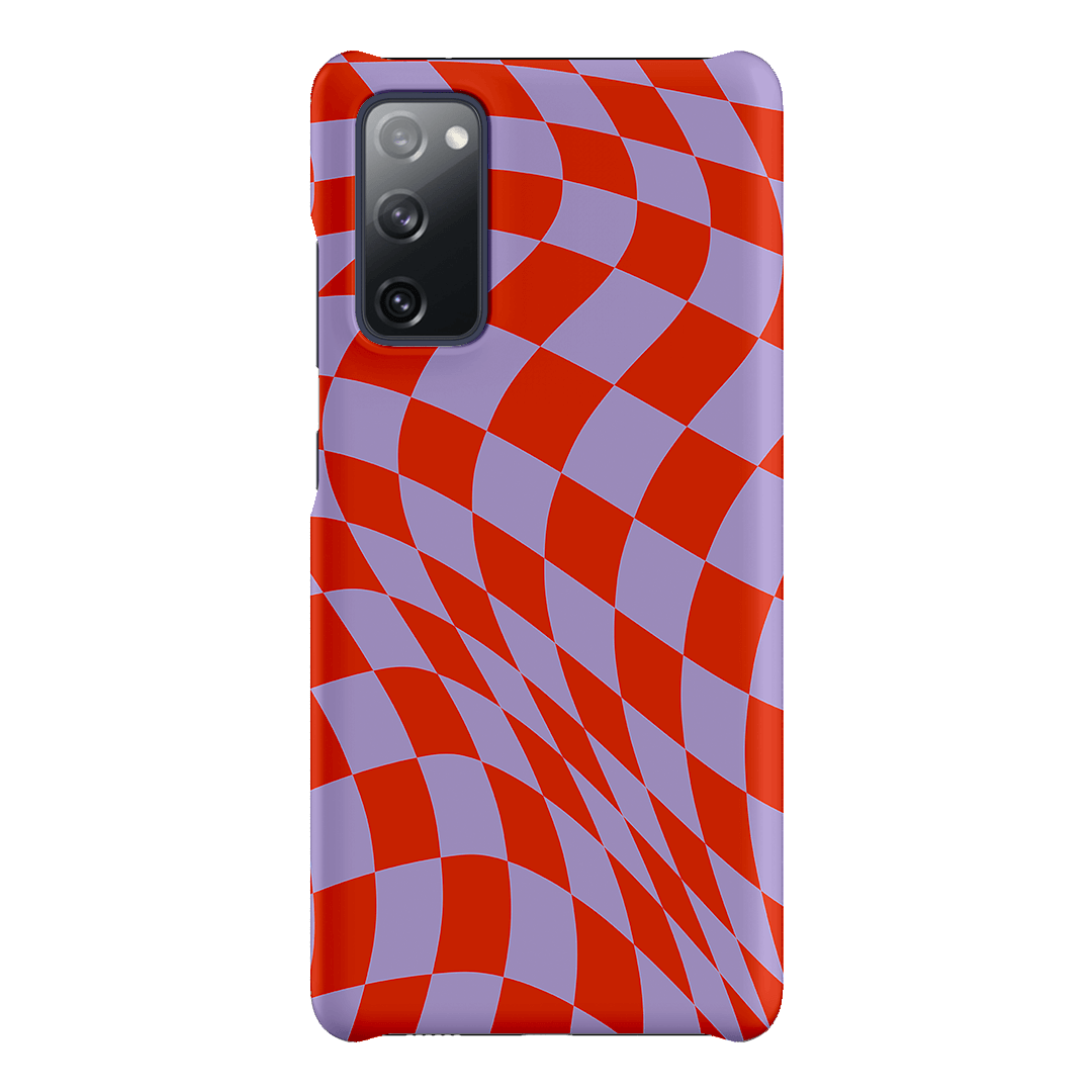 Wavy Check Scarlet on Lilac Matte Case Matte Phone Cases Samsung Galaxy S20 FE / Snap by The Dairy - The Dairy
