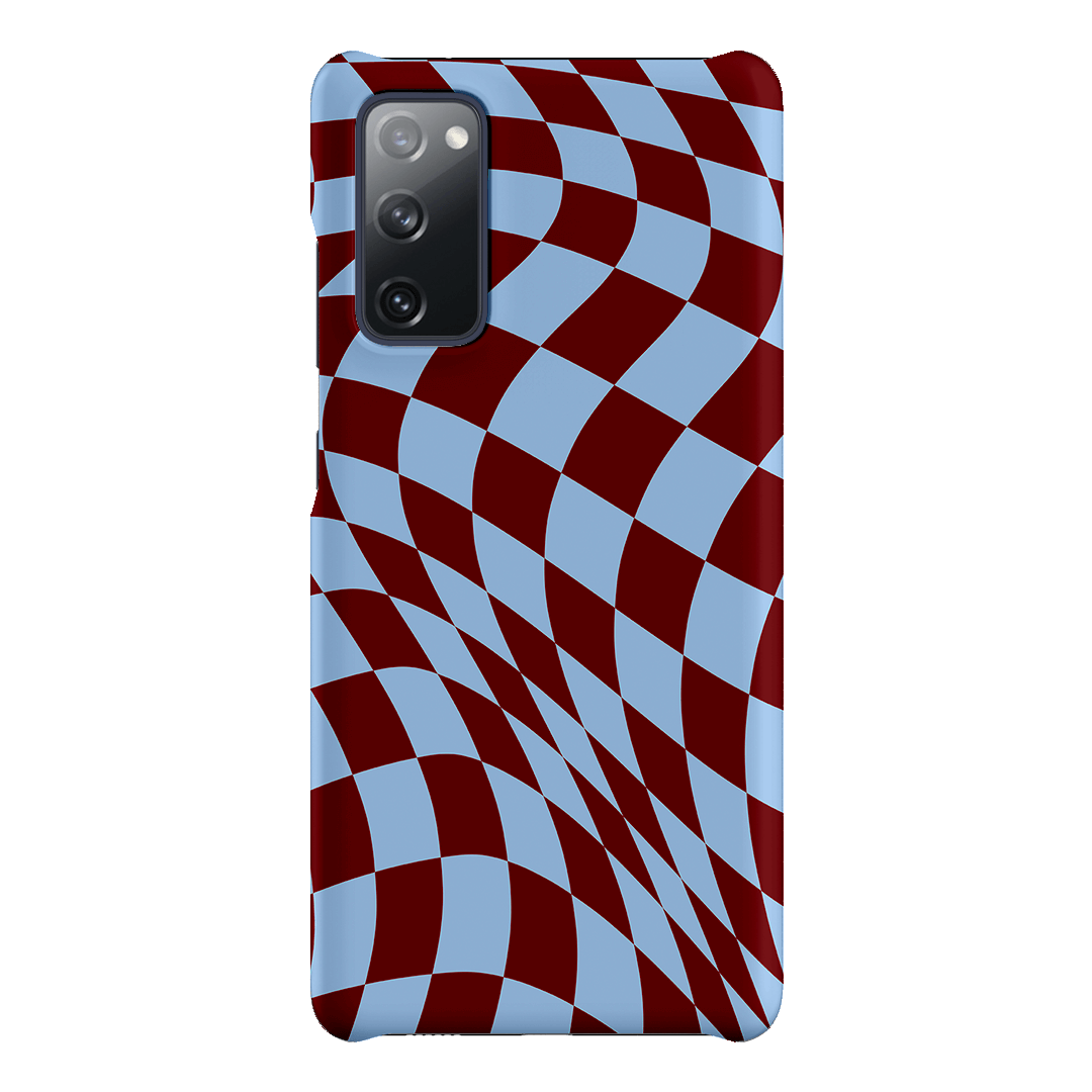 Wavy Check Sky on Maroon Matte Case Matte Phone Cases Samsung Galaxy S20 FE / Snap by The Dairy - The Dairy