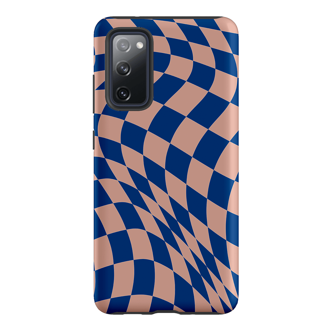 Wavy Check Cobalt on Blush Matte Case Matte Phone Cases Samsung Galaxy S20 FE / Armoured by The Dairy - The Dairy