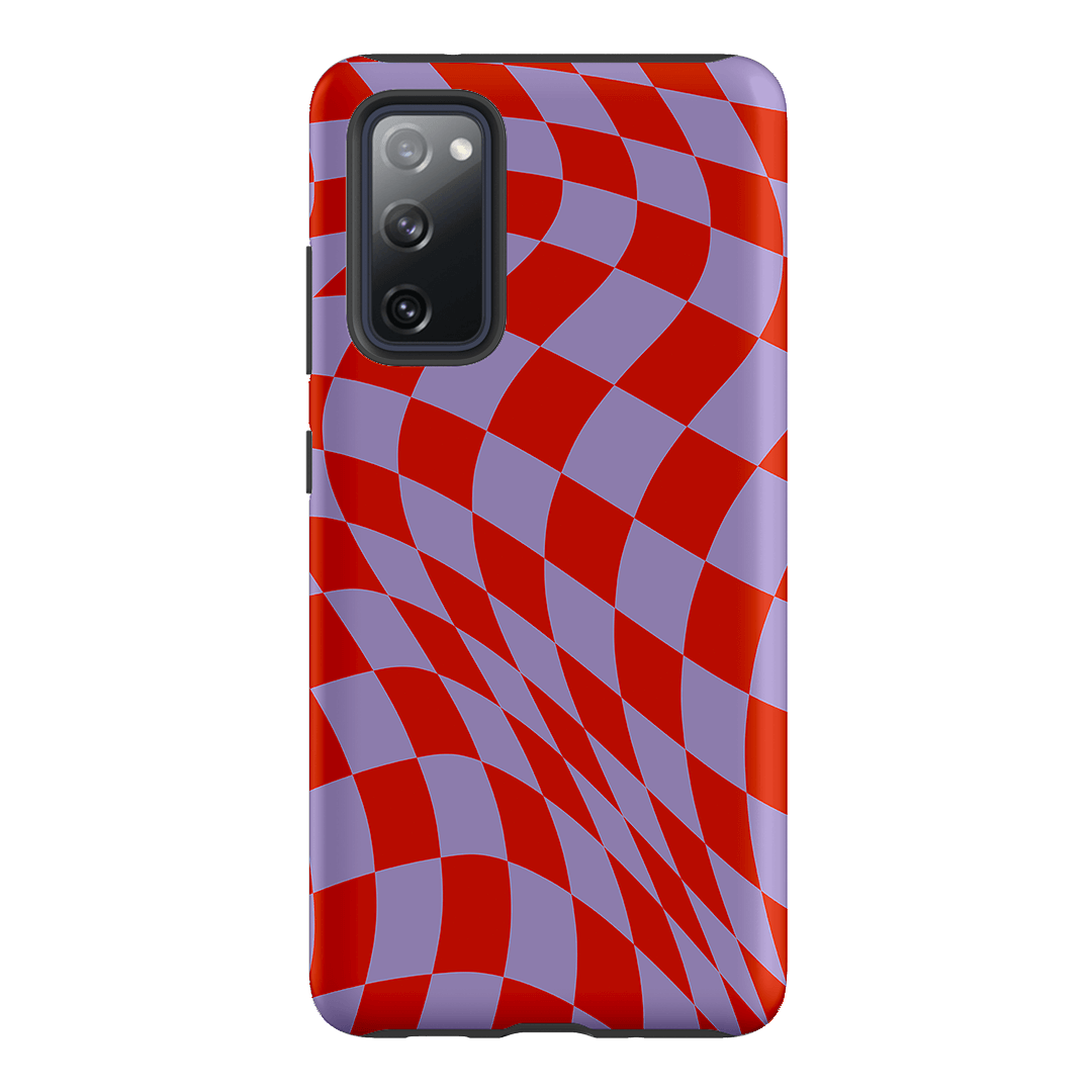 Wavy Check Scarlet on Lilac Matte Case Matte Phone Cases Samsung Galaxy S20 FE / Armoured by The Dairy - The Dairy
